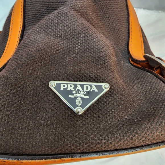 Prada Authentic Vintage Canvas & Leather Bowling Bag Purse Made in Italy!  🇮🇹 - Picture 10 of 15